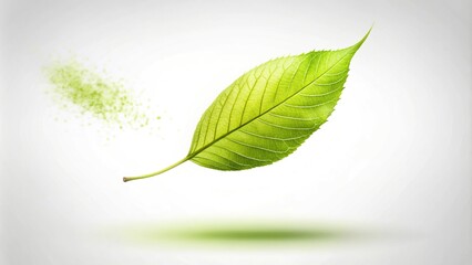 Obraz premium Silhouette of fresh green ash tree leaves falling in the air isolated