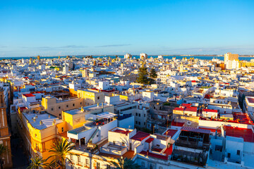 Obraz premium Aerial view of Cadiz vibrant city in Spain, skyline filled with numerous buildings
