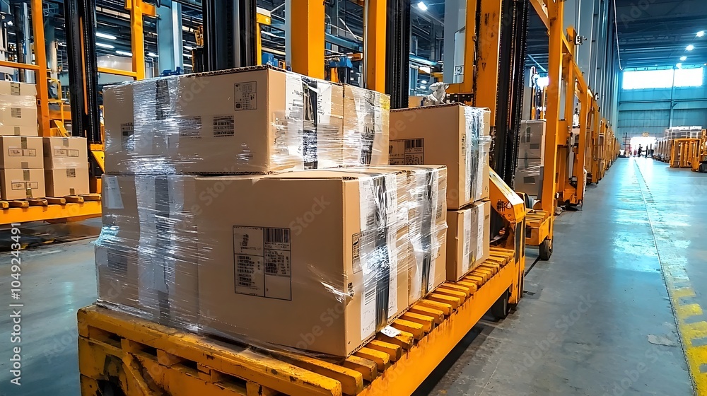 Poster porcelain tiles carefully packed in sturdy boxes ready for efficient shipment and delivery to constr