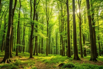 Obraz premium Close-up of dense forest with many trees and branches