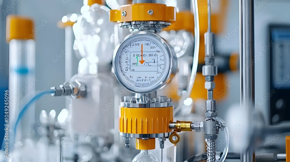 Aufkleber Pressure testing apparatus with gauge and valves used to evaluate the structural integrity and performance of PVC pipes in industrial construction and infrastructure applications