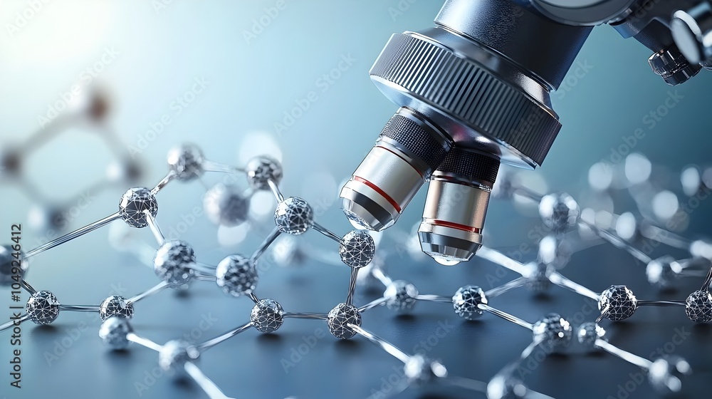 Aufkleber Researchers Examining Graphene Structure and Properties Under High Powered Microscope in a Cutting Edge Laboratory Setting Exploring Scientific Innovations and Technological Advancements
