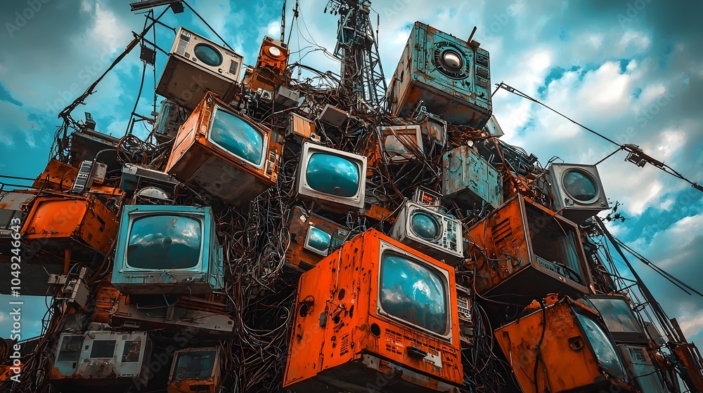 Aufkleber Retired Satellites Orbiting in an Isolated Graveyard Satellite Orbit Abandoned and Discarded Spacecraft Floating in the Vast Expanse of Space
