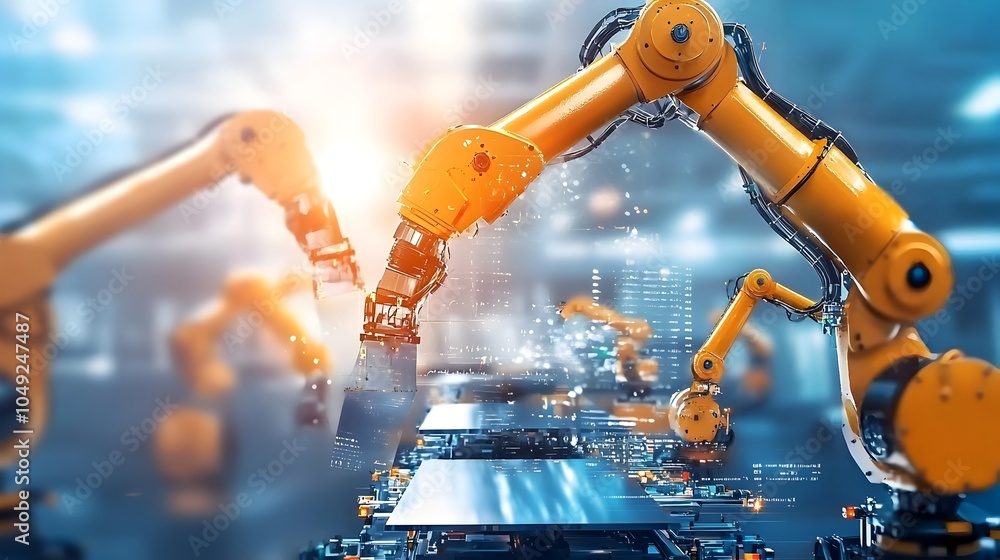 Leinwandbilder robotic arms meticulously packaging aluminum sheets onto pallets for shipment in a highly automated 