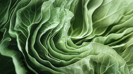 Obraz premium cabbage leaf veins and folds, with vivid green tones and intricate natural details