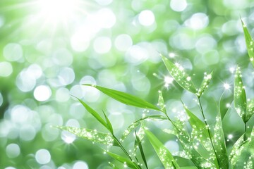 Fototapeta premium Sparkling Green Foliage with Sunlight and Blurred Background for Fresh Eco Design : Generative AI