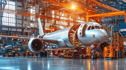 Seamless aluminum sheets being prepared and processed for use in aviation manufacturing and production  The smooth shiny metal material is essential for constructing aircraft and aerospace components