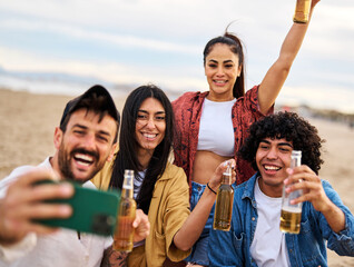 fun beach summer youth friend young woman friendship selfie photo phone smartphone taking mobile camera social smart photograph drink beer vacation