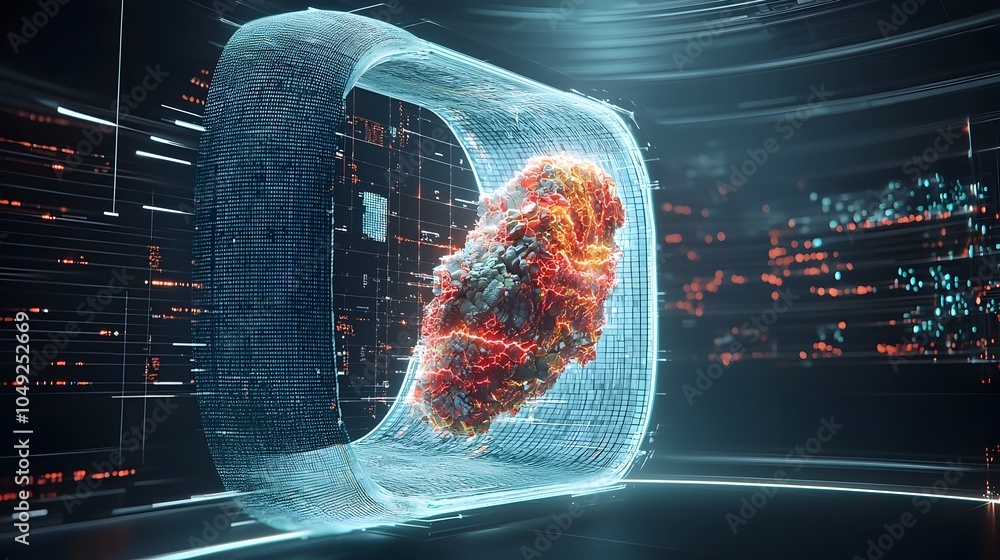 Poster Sleek and Sophisticated Curved OLED TV Displaying Mesmerizing Visuals in a Dramatically Lit Dark Room Environment Creating a Cinematic and Immersive Experience