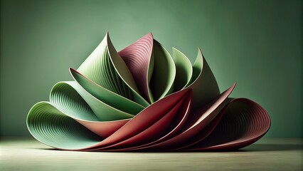 Close-up abstract composition burgundy sage green nature structure