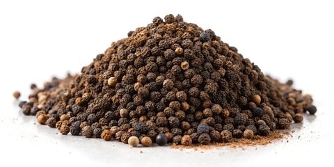 Macro ground black pepper isolated on white background