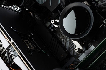 Detailed view of a computer's cooling system components