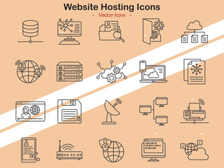 Icons representing website hosting and internet services