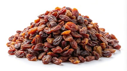 Obraz premium Pile of dried raisins isolated on white background