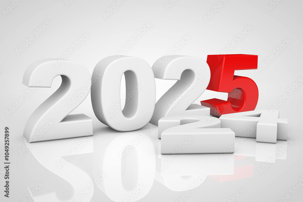 Poster new year 2025 3d sign. 3d rendering