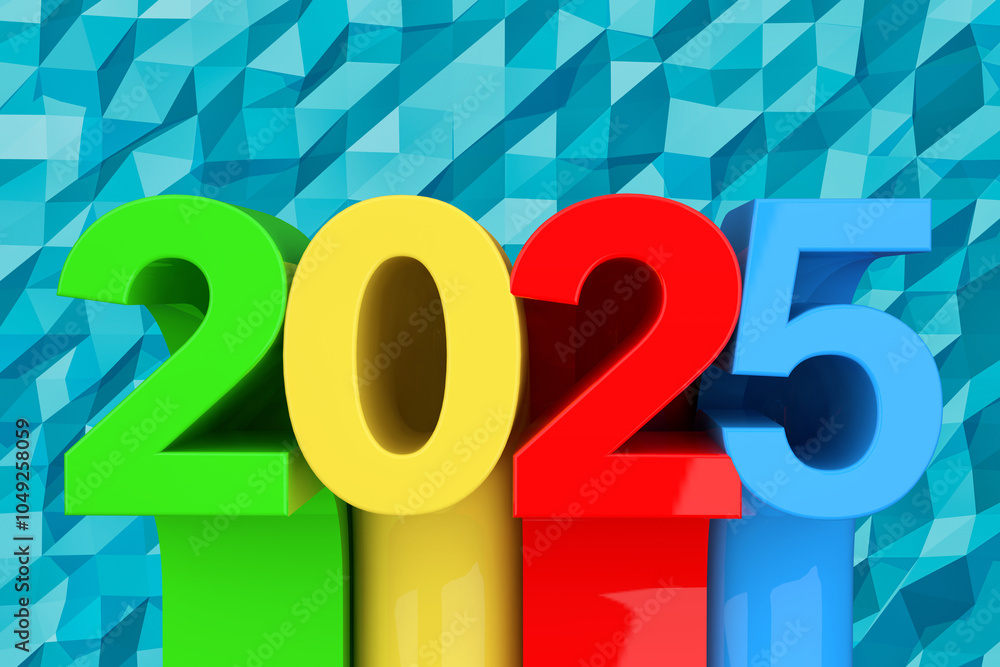 Aufkleber Abstract New 2025 Year Sign. 3d Rendering