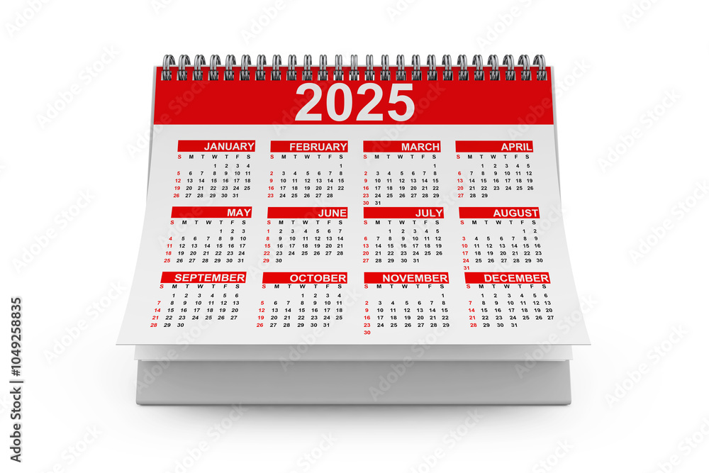 Poster 2025 year desktop calendar. 3d rendering