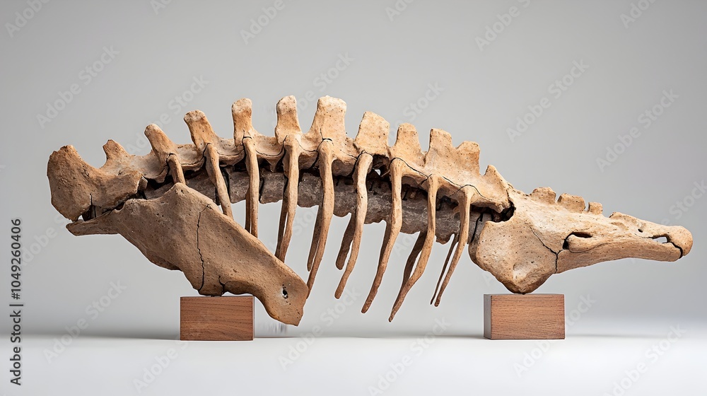 Aufkleber upright spinosaurus fossil spine displayed against a plain background showcasing the iconic vertebra