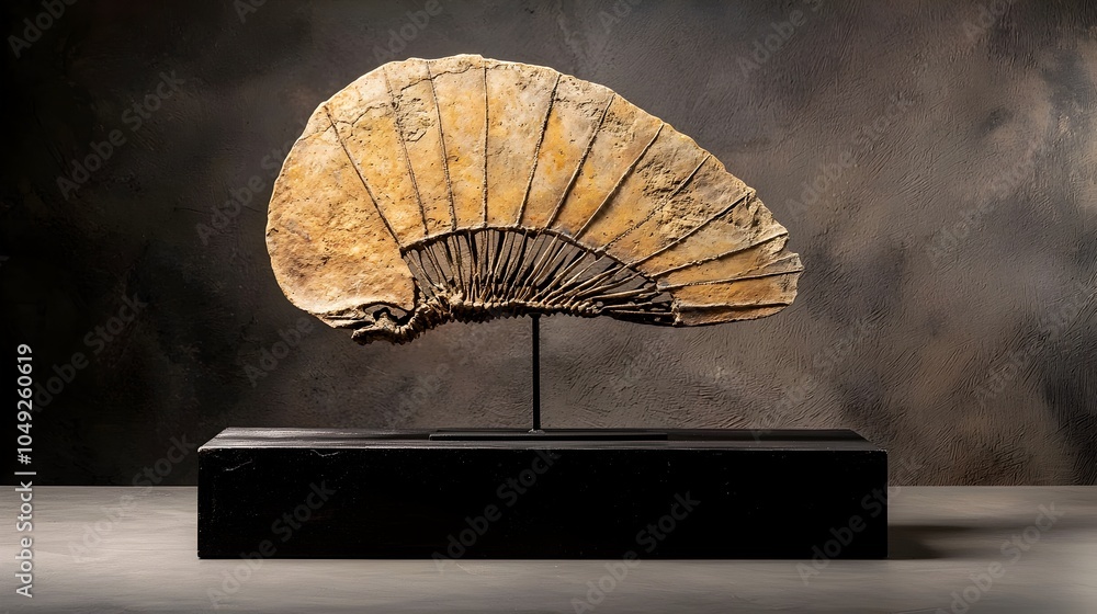 Poster Upright display of a prehistoric Dimetrodon fossil with its distinctive sail like spines in a natural history museum exhibit