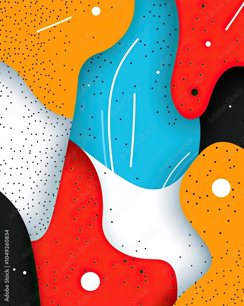 Aufkleber Vibrant Collection of Dynamic Geometric Shapes Creating a Lively Abstract Design With Bold Colors