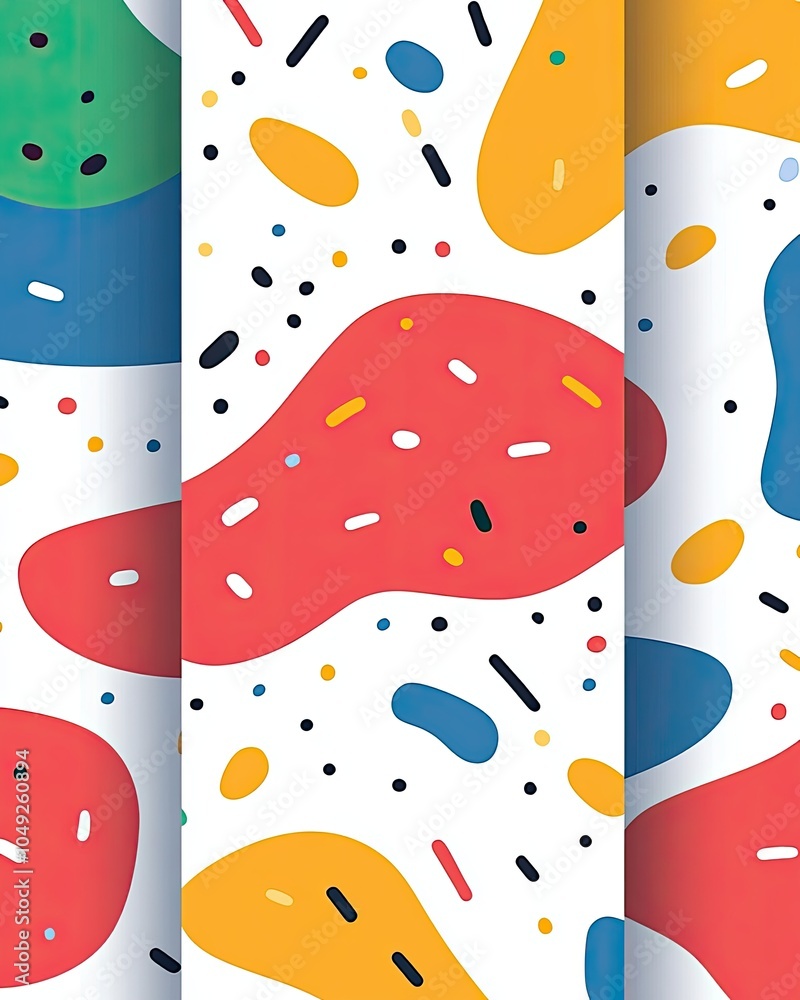 Poster A Vibrant Collection of Abstract Geometric Patterns Bursting With Color and Dynamic Shapes