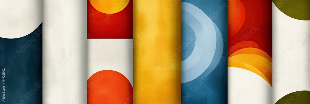 Poster Vibrant Abstract Geometric Patterns With Bold Shapes on a Neutral Background