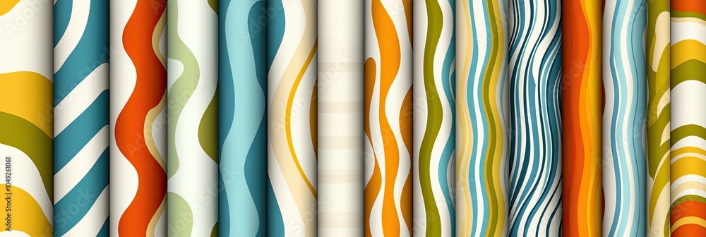 Poster Vibrant Abstract Patterns With Bold Shapes and Lines on a Neutral Background