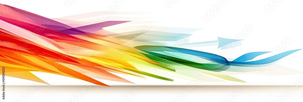 Fototapete vibrant abstract design showcasing colorful arrows flowing dynamically across a white canvas