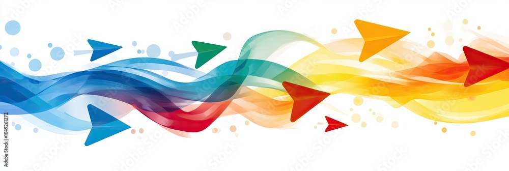 Fototapete dynamic flow of colorful arrows guiding the viewer through an abstract design on a bright background