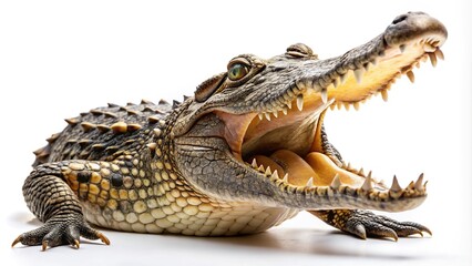Naklejka premium Crocodile with open mouth isolated on white background