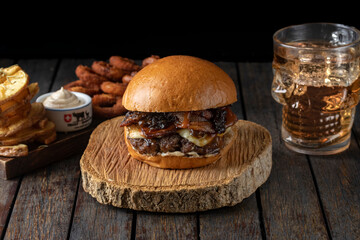hamburger and beer