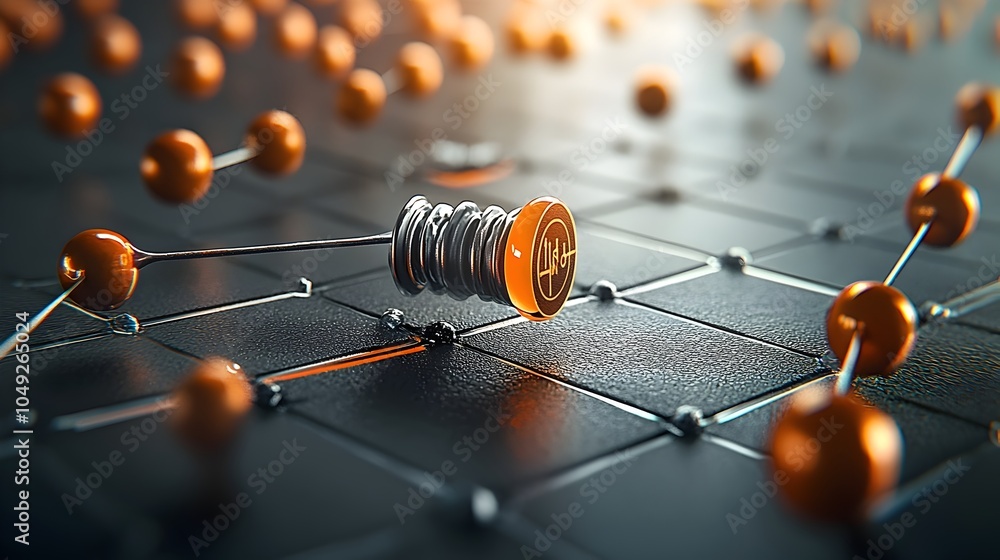 Fototapete Visualization of an Electron Freely Moving Through a Graphene Sheet   A Conceptual Digital Showcasing the Atomic and Molecular Structure of Graphene and the Movement of Subatomic Particles
