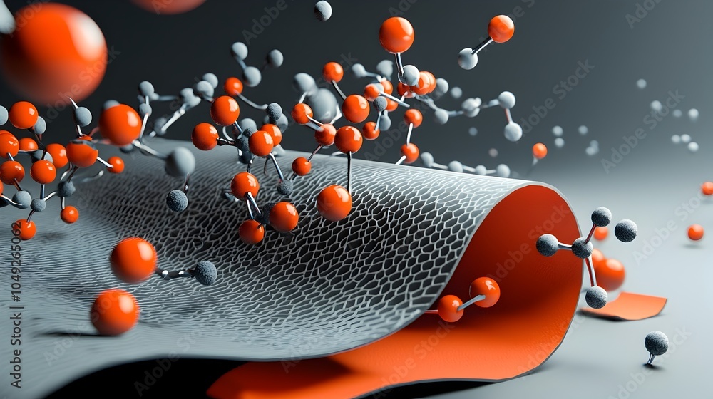 Poster Visualization of an electron moving freely through the lattice structure of a graphene sheet showcasing the material s unique atomic and electronic properties