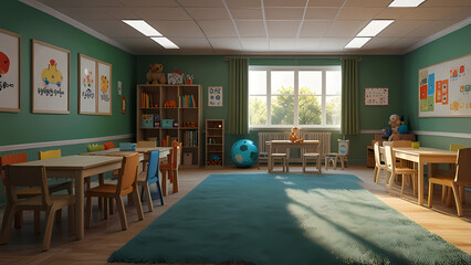 View Of Kindergarten Classroom Background