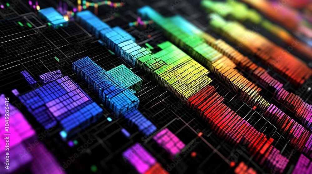 Poster Abstract Colorful Data Visualization Modern Technology Art Concept : Generative AI