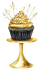 PNG Cupcake illustration sparkles sparkler.