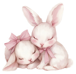 Obraz premium PNG Coquette rabbits illustration bunnies bunny.