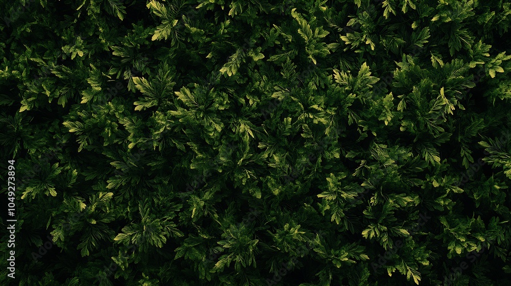 Aufkleber Dense Green Shrubbery Aerial View with Rich Texture and Natural Patterns : Generative AI