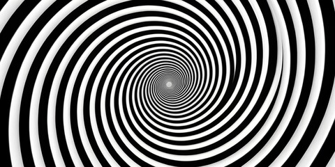 Hypnotic black and white spiral design rotating seamlessly, low angle view
