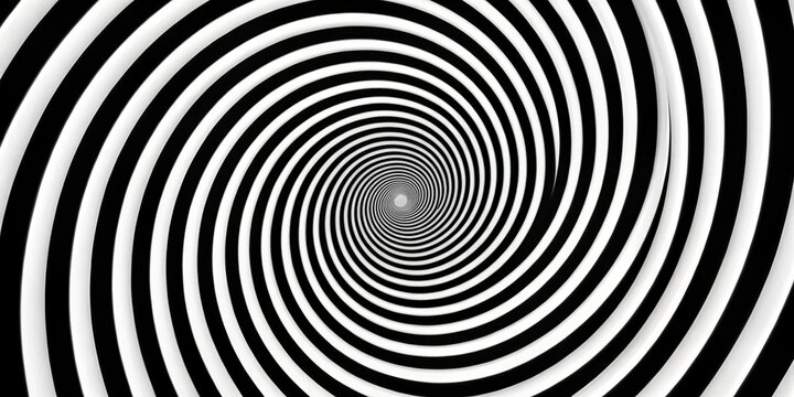Hypnotic black and white spiral design rotating seamlessly, low angle view - Powered by Adobe