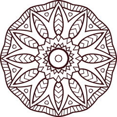 Mandala Art Line Pen Circular Pattern in the Form of a Mandala Decorative Ornament in Ethnic Oriental Style.