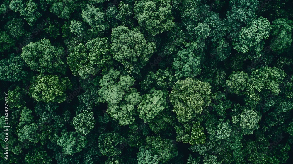 Poster dense green forest aerial view capturing a sea of lush verdant tree canopy : generative ai