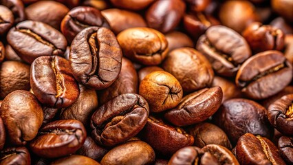 Fototapeta premium Macro photography of roasted coffee beans