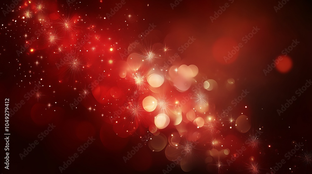 Poster sparkling red and bokeh holiday background with abstract light effects : generative ai