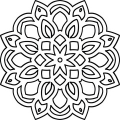 Simple Flower Mandala Art Circular Pattern in the Form of a Mandala Decorative Ornament in Ethnic Oriental Style.