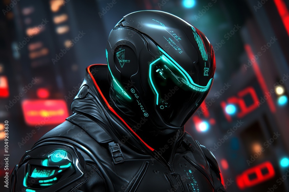 Aufkleber A person in a futuristic suit, pausing time in a bustling digital world with glowing numbers and code surrounding them