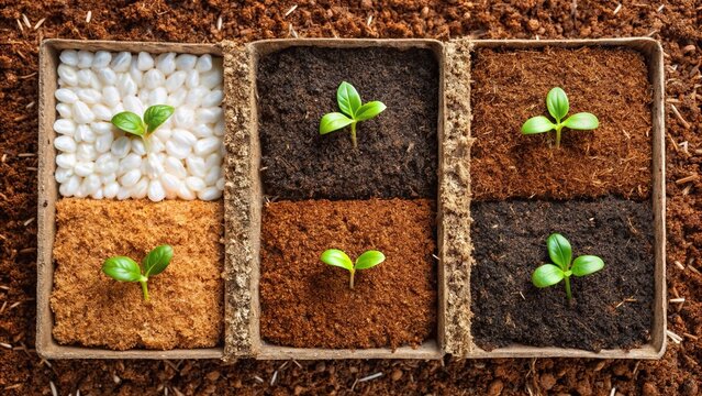 Symmetrical germination media soilless growing mix of coconut coir, vermiculite, and perlite