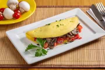 omelet with cheese and tomatoes