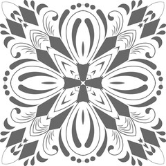 Flower Mandala Tattoo Stencil Circular Pattern in the Form of a Mandala Decorative Ornament in Ethnic Oriental Style.