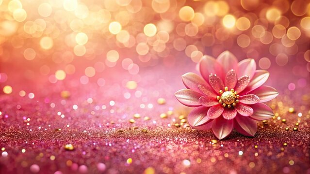 symmetrical gradient background, pink, glitter, gold, flowers
